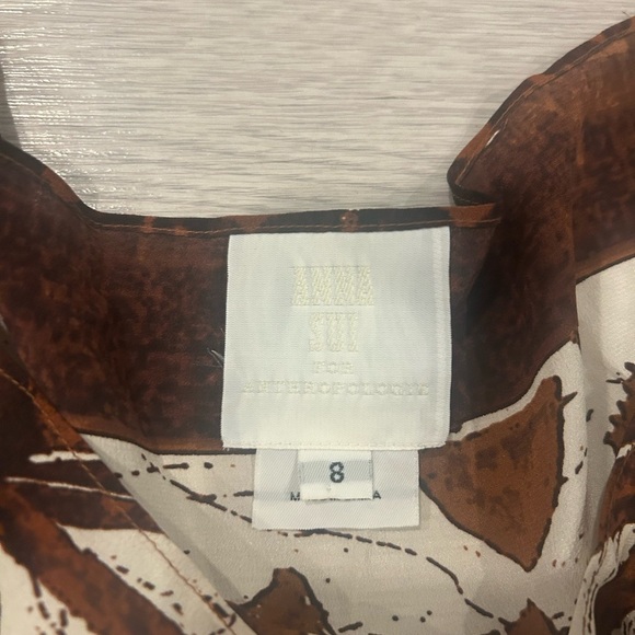 Anna Sui Fish Print 100% Silk Tunic Top Size 8 Egyptian - Picture 2 of 4